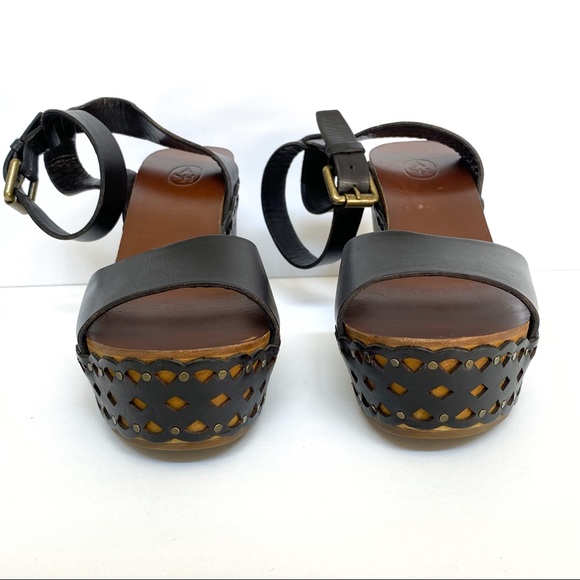 ASH Vanina black brown leather cut out design platform wedge open toe sandal - Picture 4 of 15